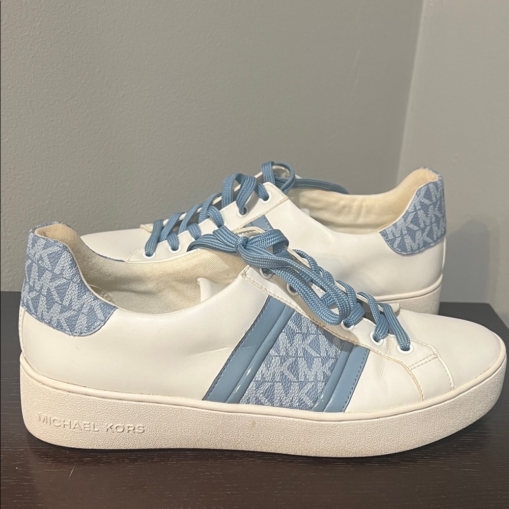 Michael Kors White and Light Blue Sneakers